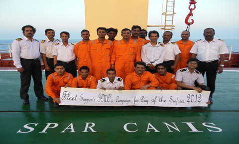 A vessel’s crew onboard