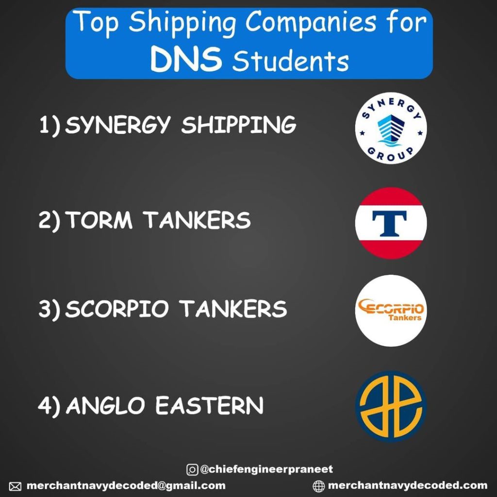 top shipping companies for DNS students