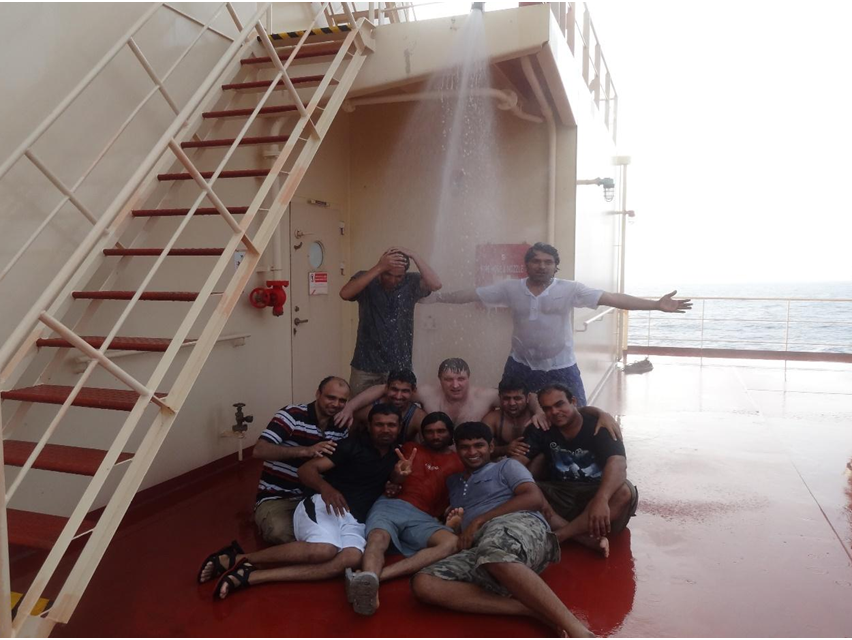 seafarers enjoying rain party