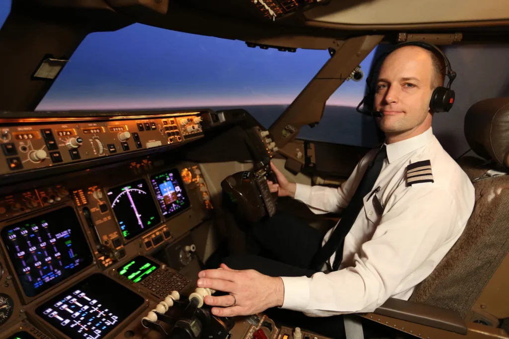 Airline Pilot in a Cockpit