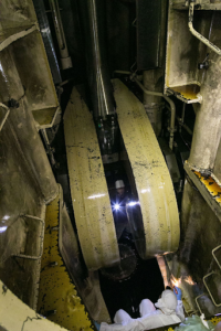 Marine Engineer performing crankcase inspection