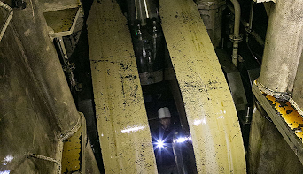 Marine Engineer performing crankcase inspection