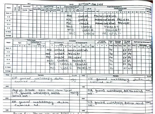 Engine Room Log Book
