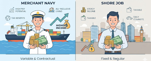 Merchant Navy vs Shore Job Salary